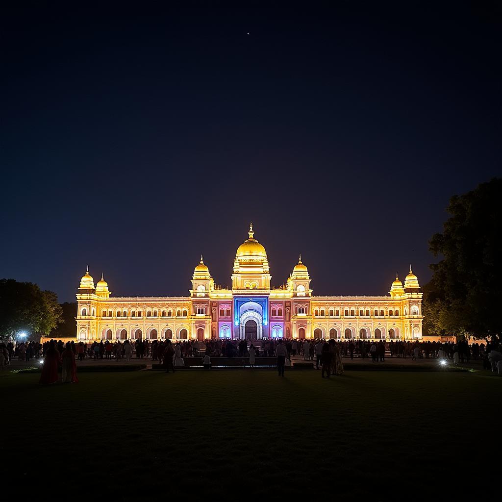 Mysore Palace illuminated at night