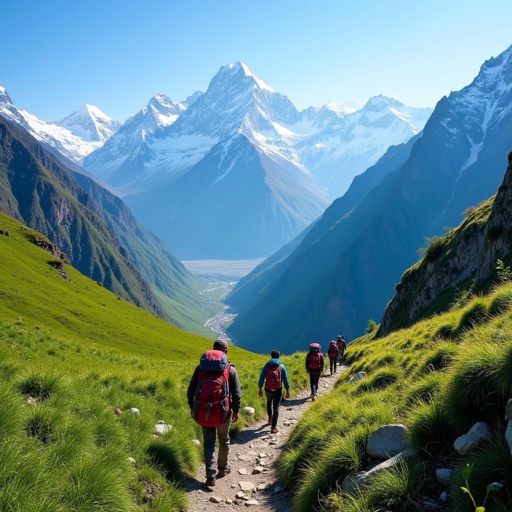 Trekking in the Himalayas during a 5 night 6 day Nepal tour