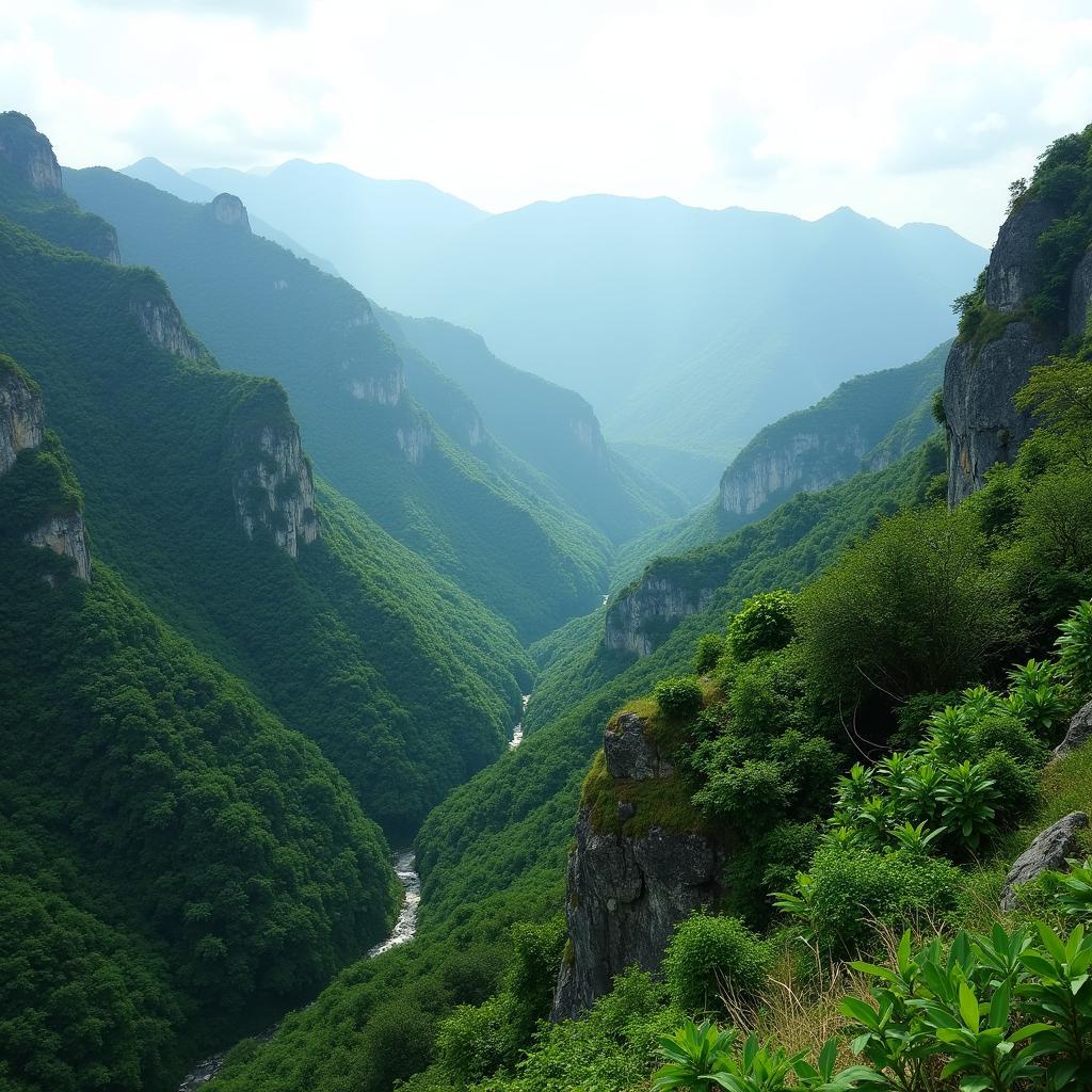 Northeast India mountain landscape with lush greenery