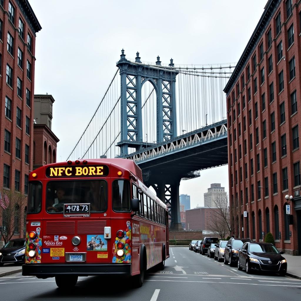 NYC City Tour Bus and the Brooklyn Bridge