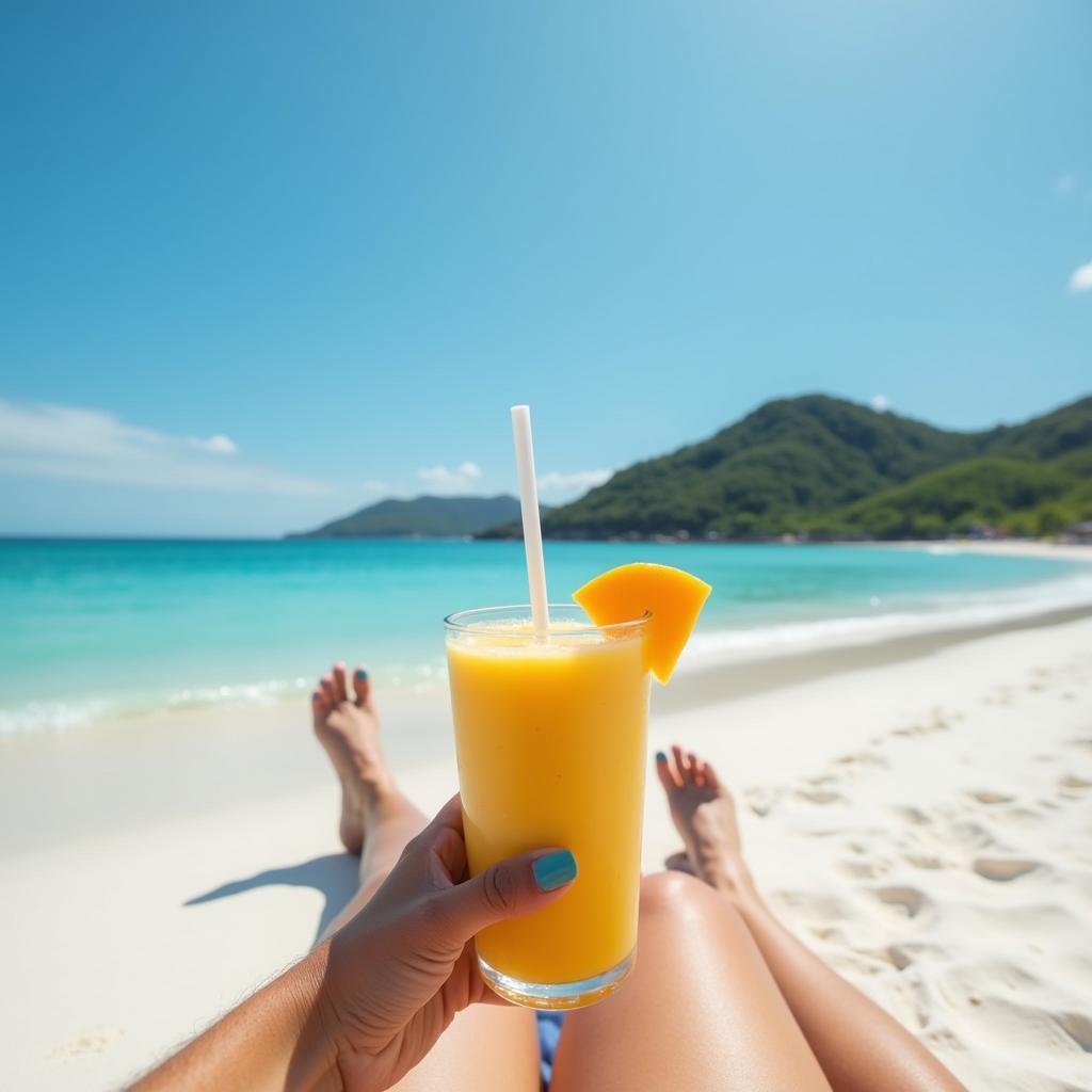 Okinawa Beach Mango Smoothie Relaxation