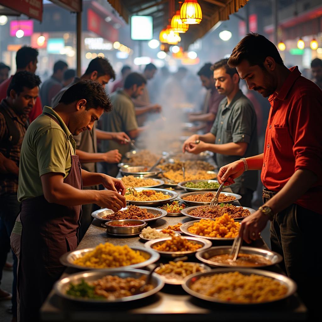 Vibrant street food scene in Old Delhi