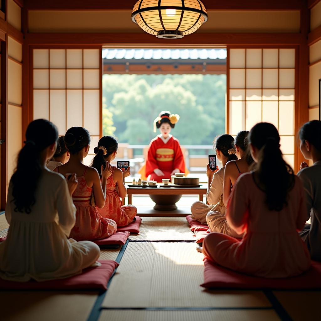 One day tour from Hyderabad showcasing traditional Japanese tea ceremony and geisha district.