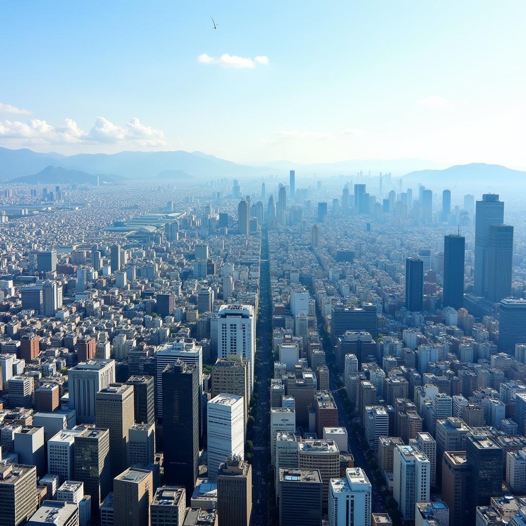 Osaka Cityscape Helicopter Panorama