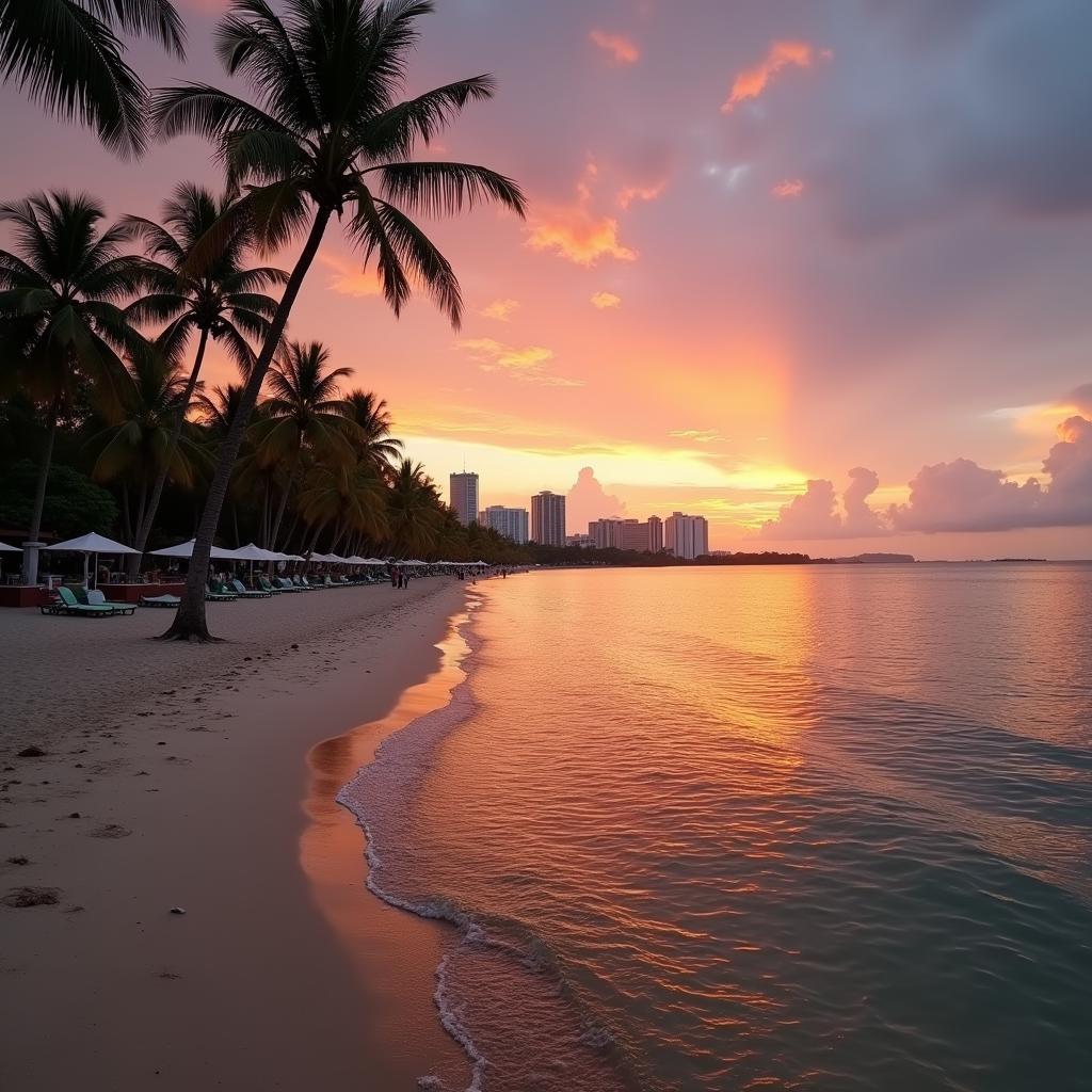 Sunset view of Pattaya beach from a beachfront resort