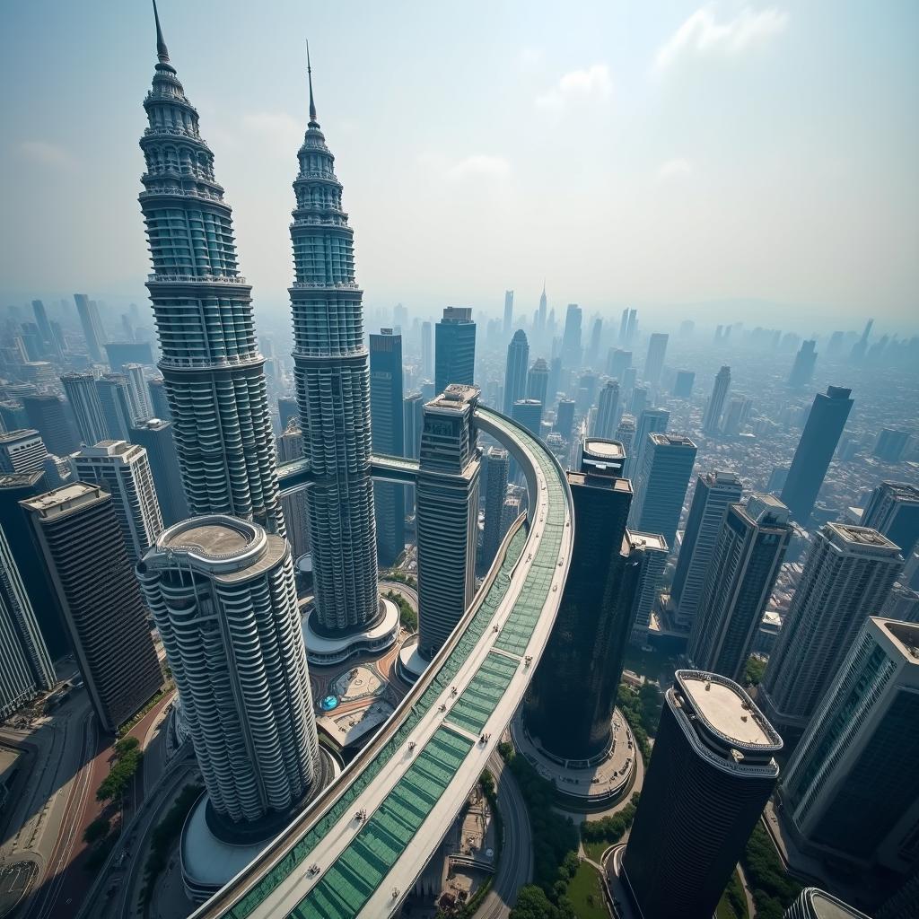 View from the Petronas Twin Towers Skybridge Overlooking Kuala Lumpur