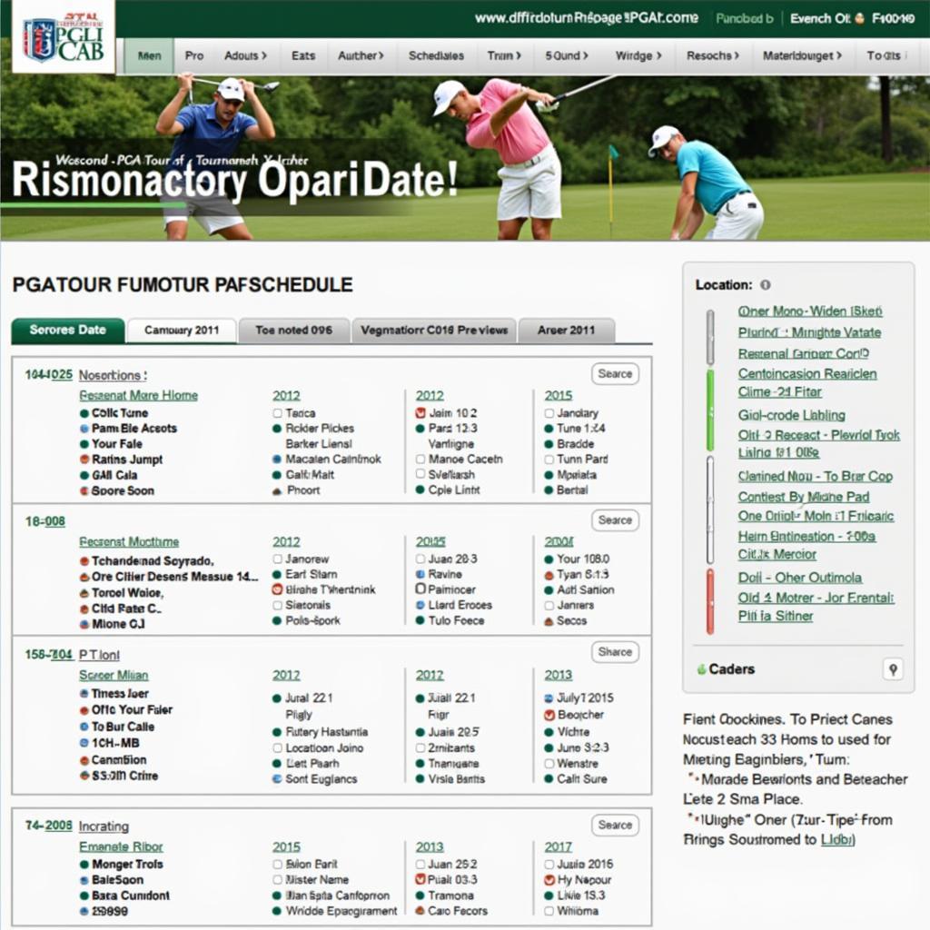 PGA Tour Official Website Schedule