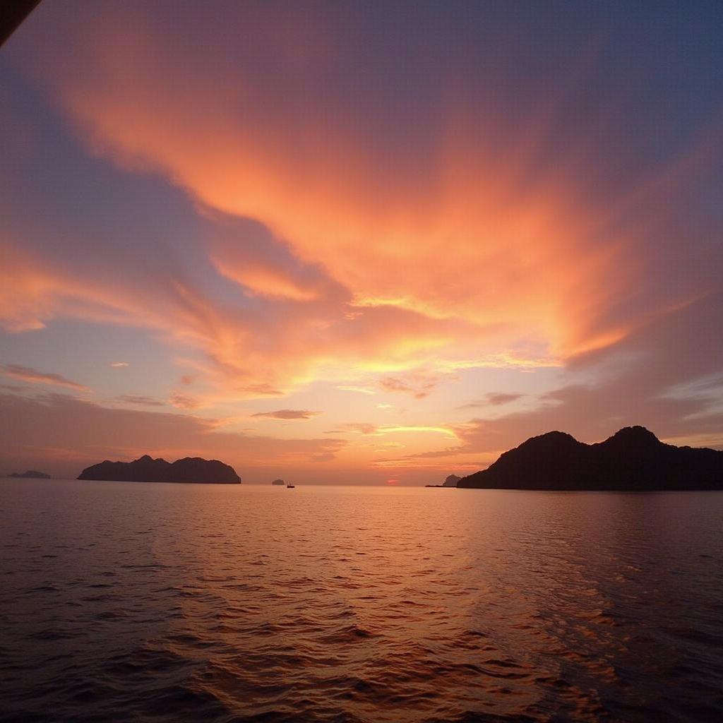 Sunset view during a 7 islands tour in Phuket