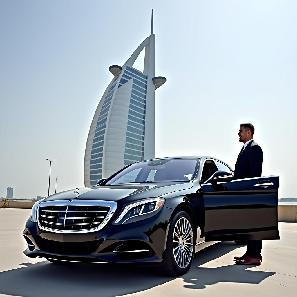 Luxury car waiting for a private tour to Abu Dhabi from Dubai