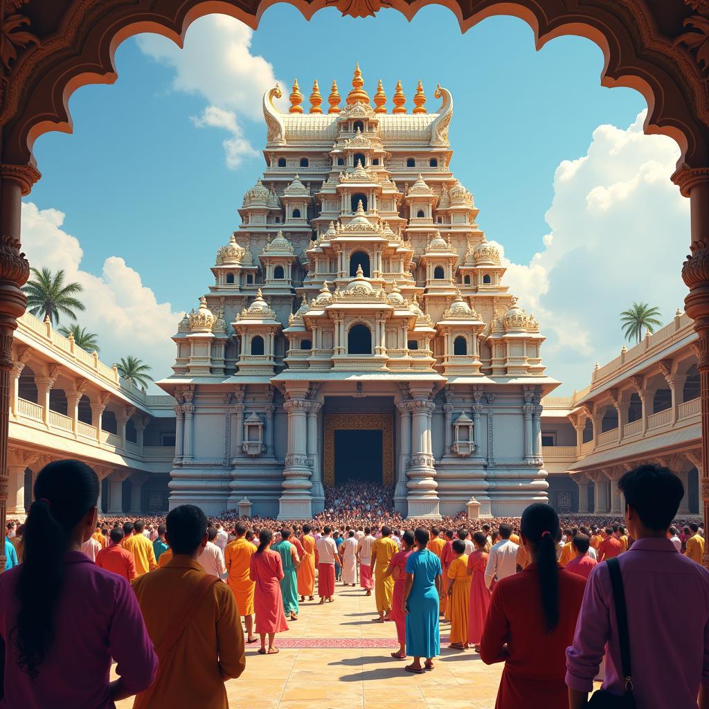 Rameshwaram Temple Pilgrimage: Devotees praying at the Ramanathaswamy Temple.