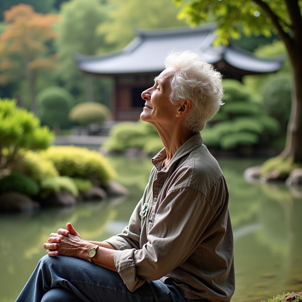 Relaxing in a Japanese Garden During a 50 Plus Tour