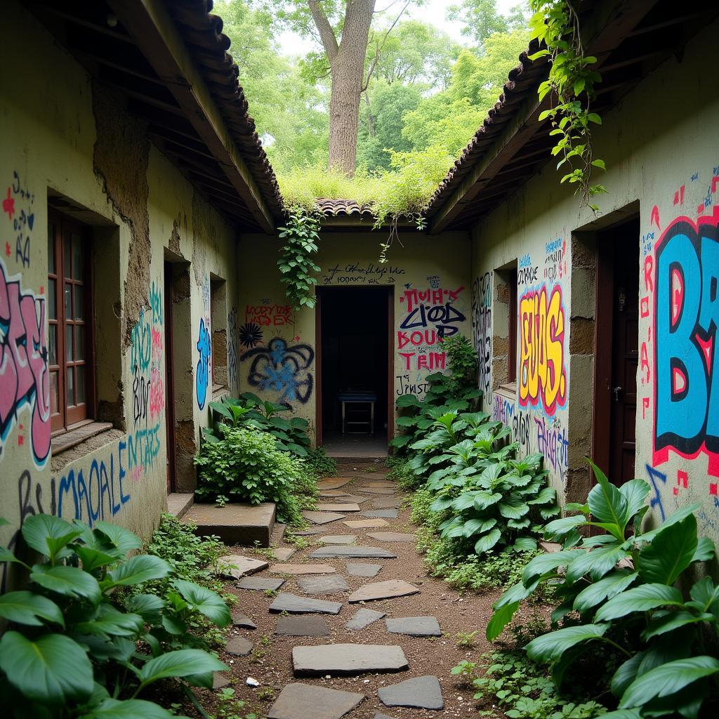 Beatles Ashram with Colorful Graffiti