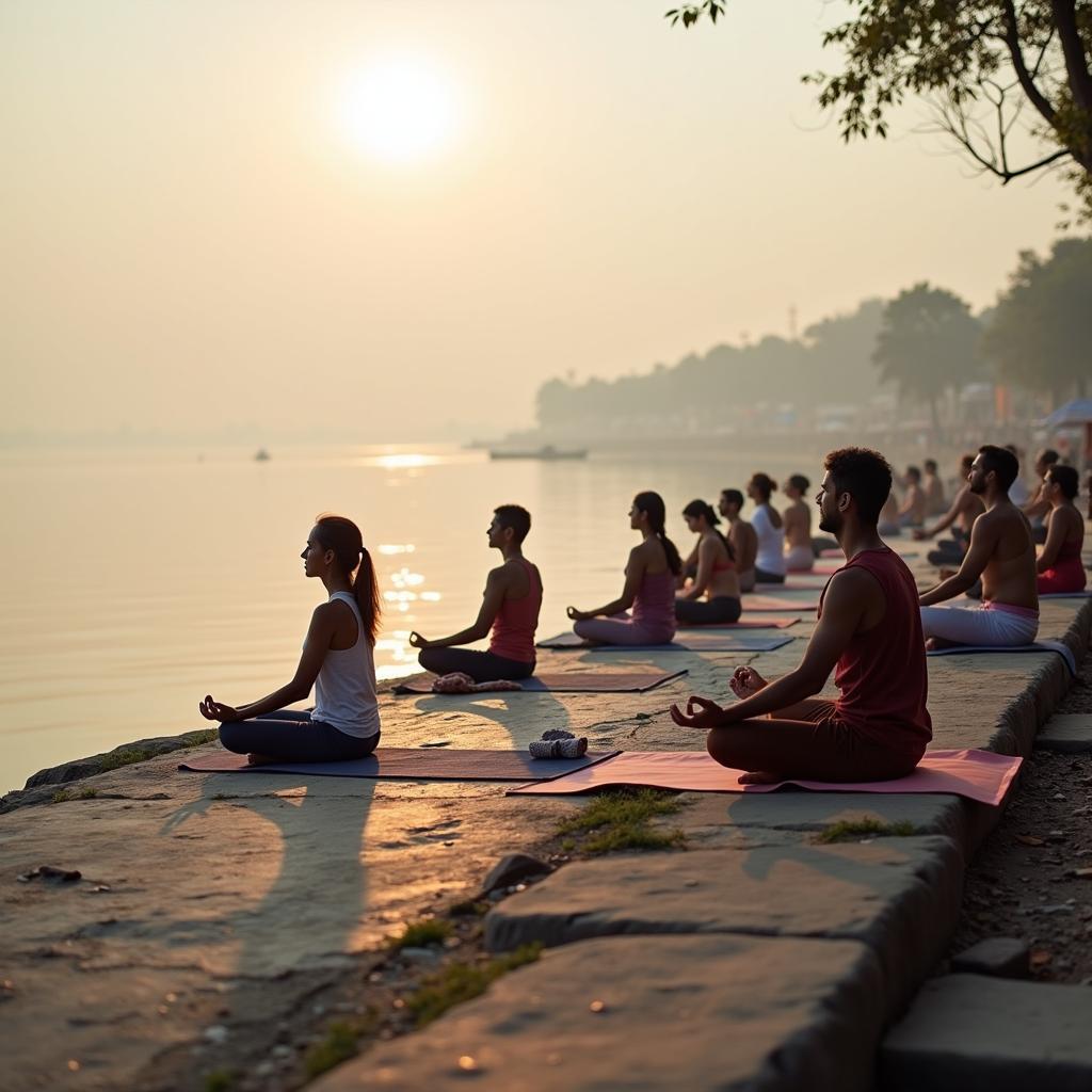 Yoga and meditation by the Ganges River in Rishikesh