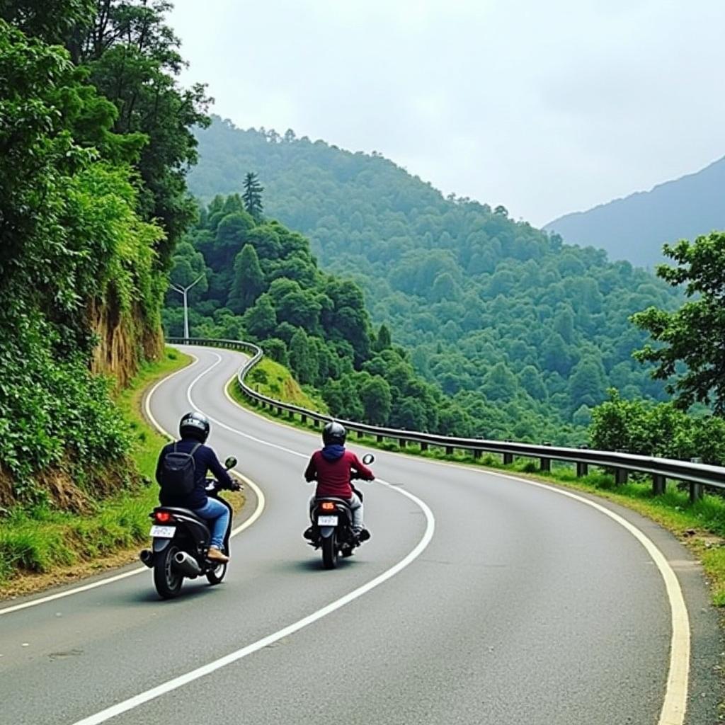 Motorbike riders enjoying the Samoeng Loop in Northern Thailand