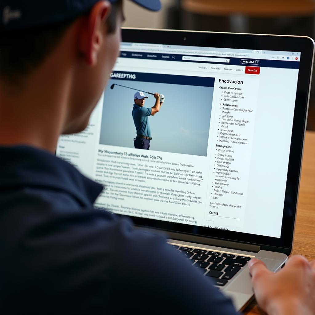 Job seeker browsing PGA European Tour career opportunities online.