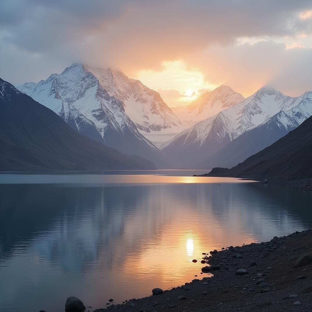 The Tranquil Beauty of Lake Mansarovar at Sunrise