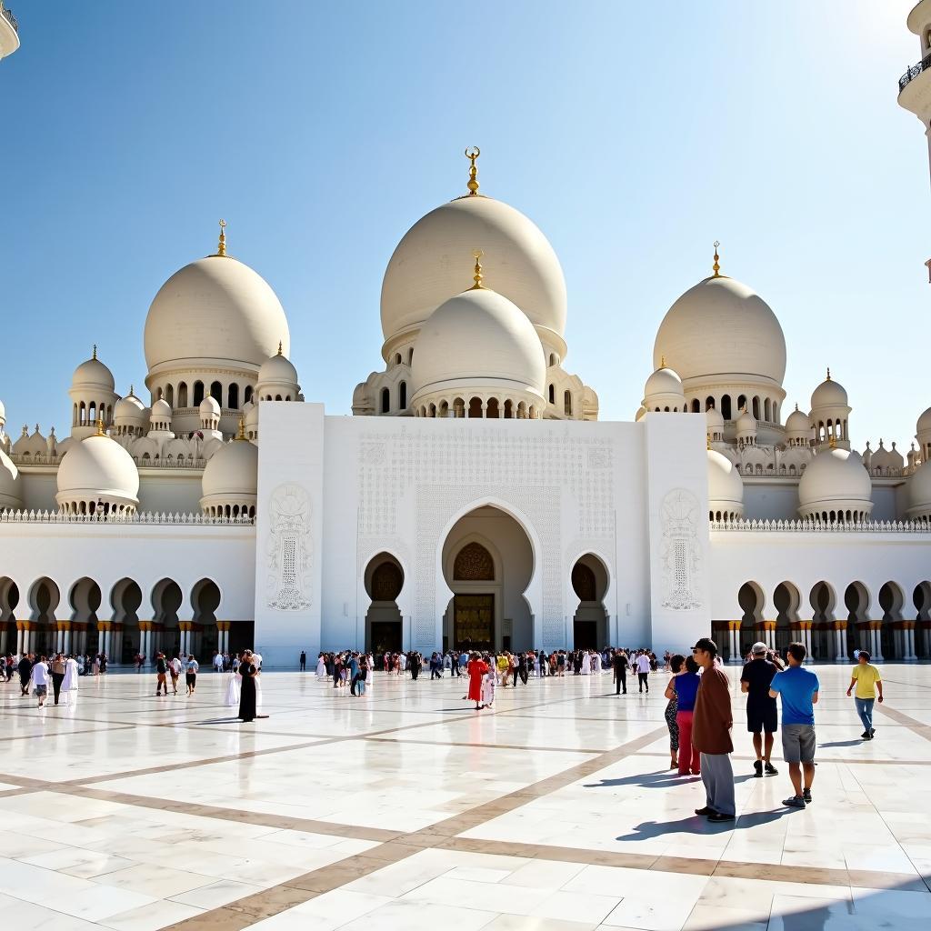 Sheikh Zayed Grand Mosque during an Abu Dhabi tour: A breathtaking architectural marvel.