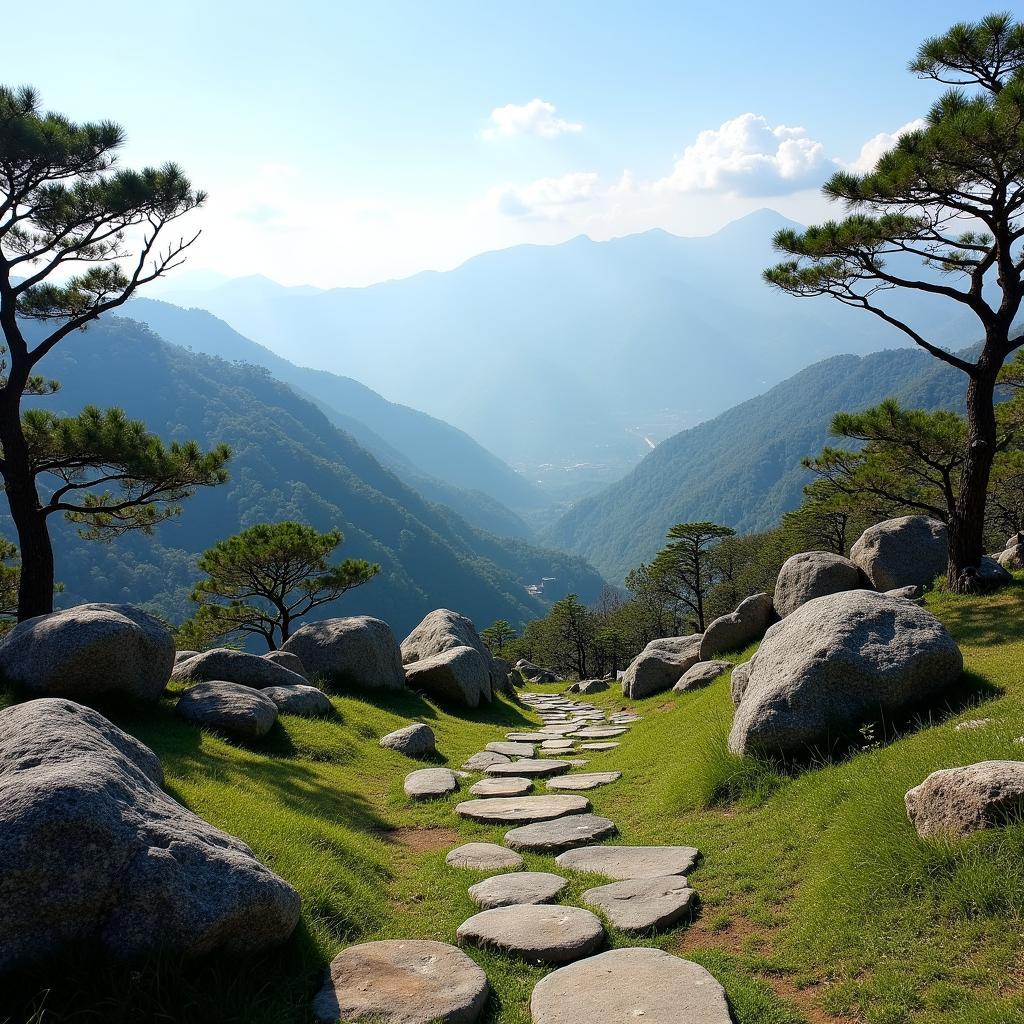 Shimla mountain view with a Japanese garden inspired perspective