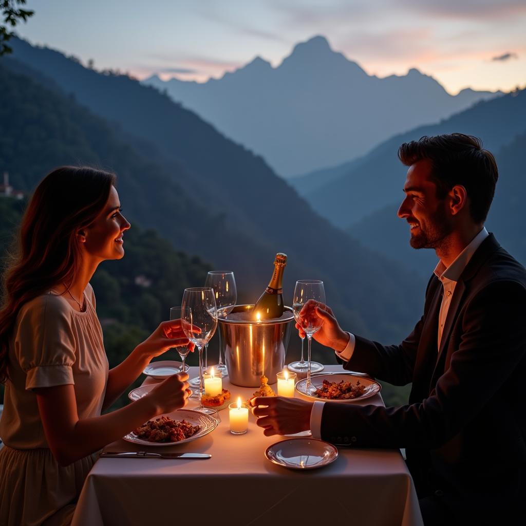 Romantic honeymoon dinner in Sikkim