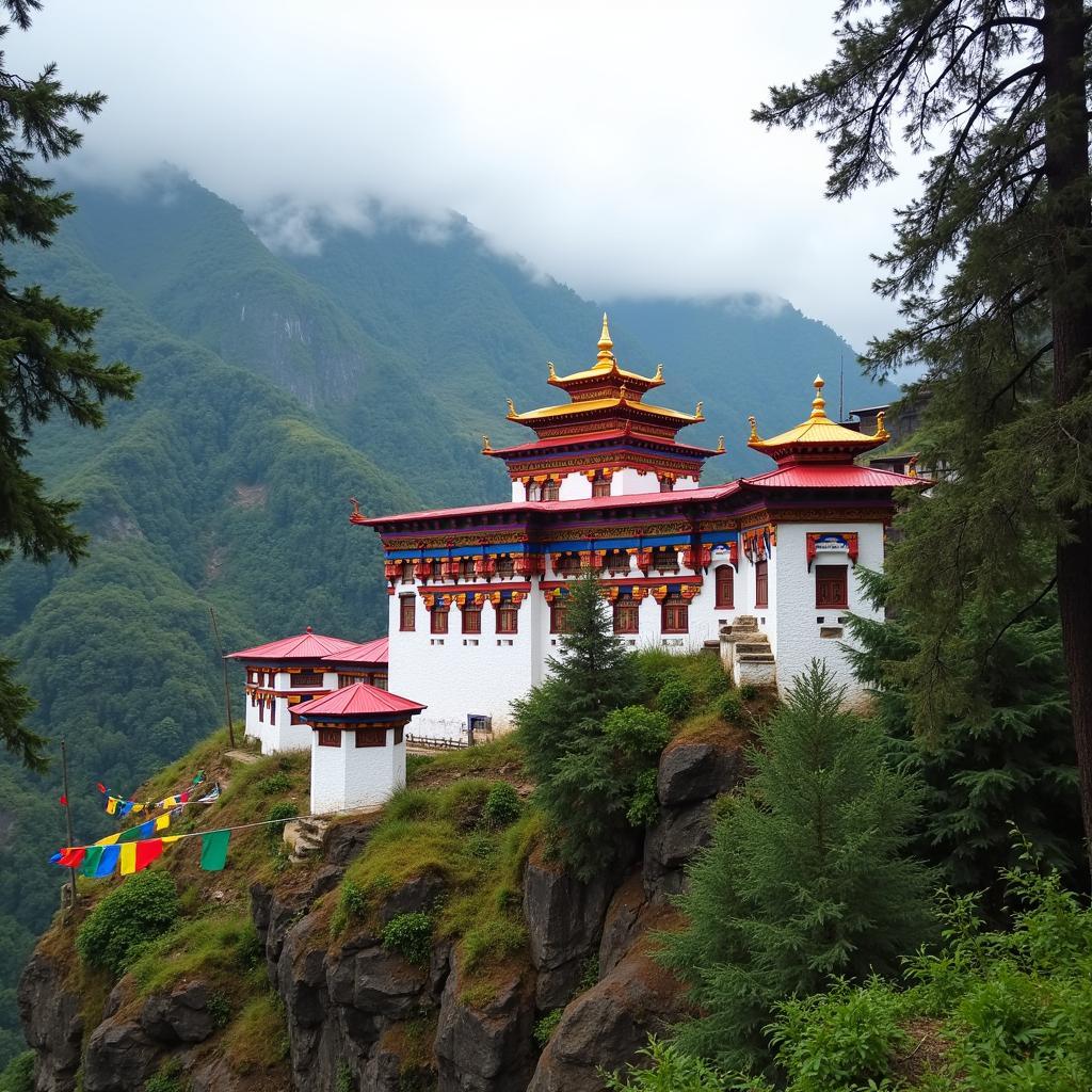 Sikkim Monastery Adorned with Colorful Prayer Flags during Pune Tour