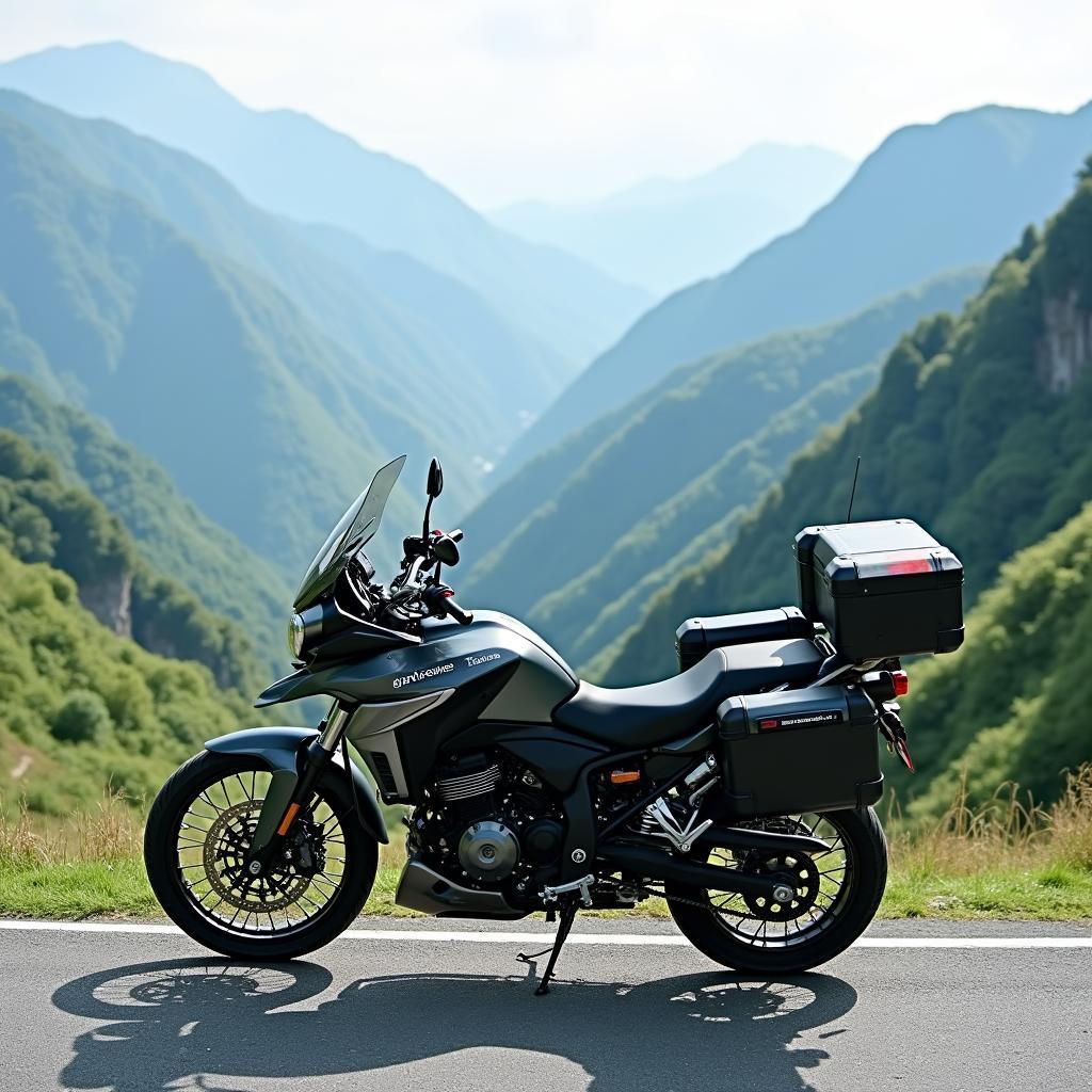 Sport touring bike on a Japanese mountain road