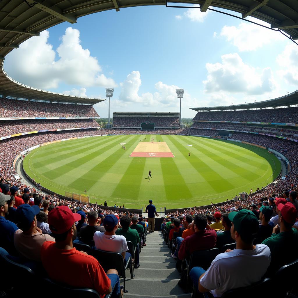 A Packed Sri Lankan Cricket Stadium During a Match