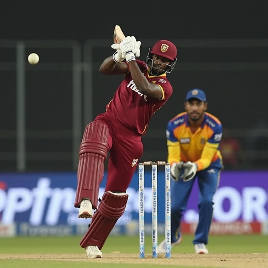 West Indies Batsman Hitting a Six in a T20I