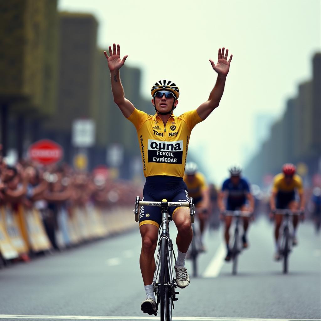 Stephen Roche celebrates his 1987 Tour de France win