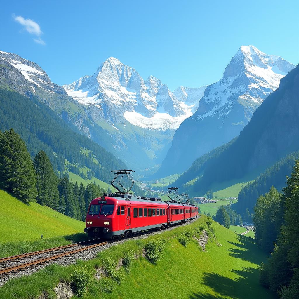 Scenic Swiss Alps Train Journey