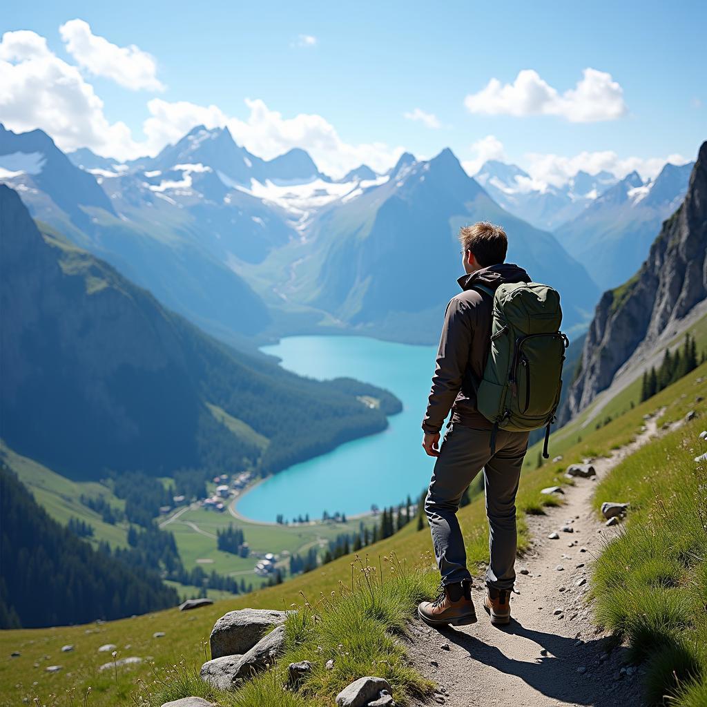 Hiking in the Swiss Mountains with Panoramic Views