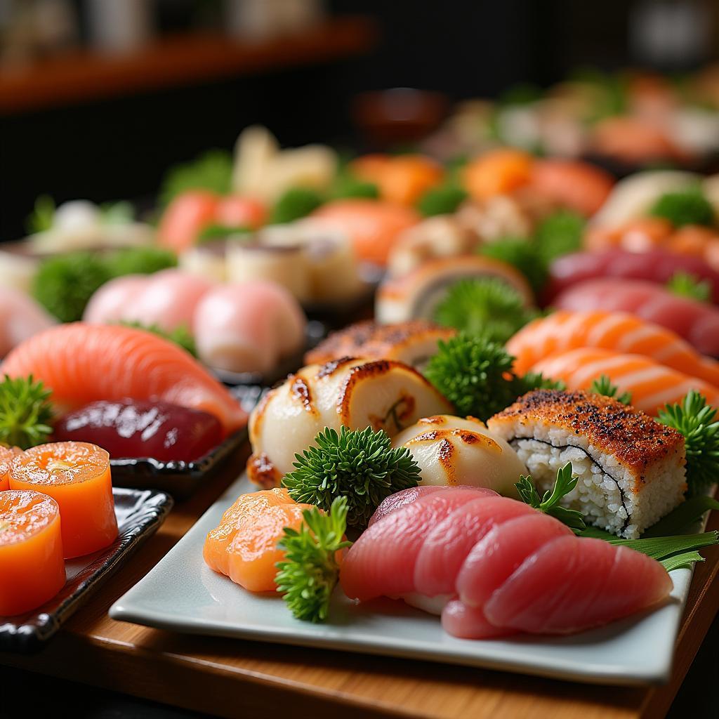 Tasting a variety of Japanese dishes, from sushi to ramen.