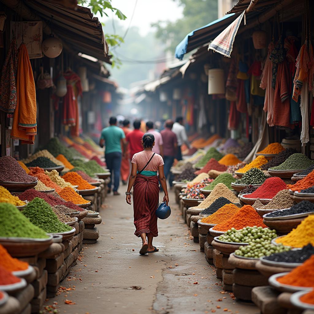 Thrissur Marketplace: Local vendors selling fresh produce and traditional goods