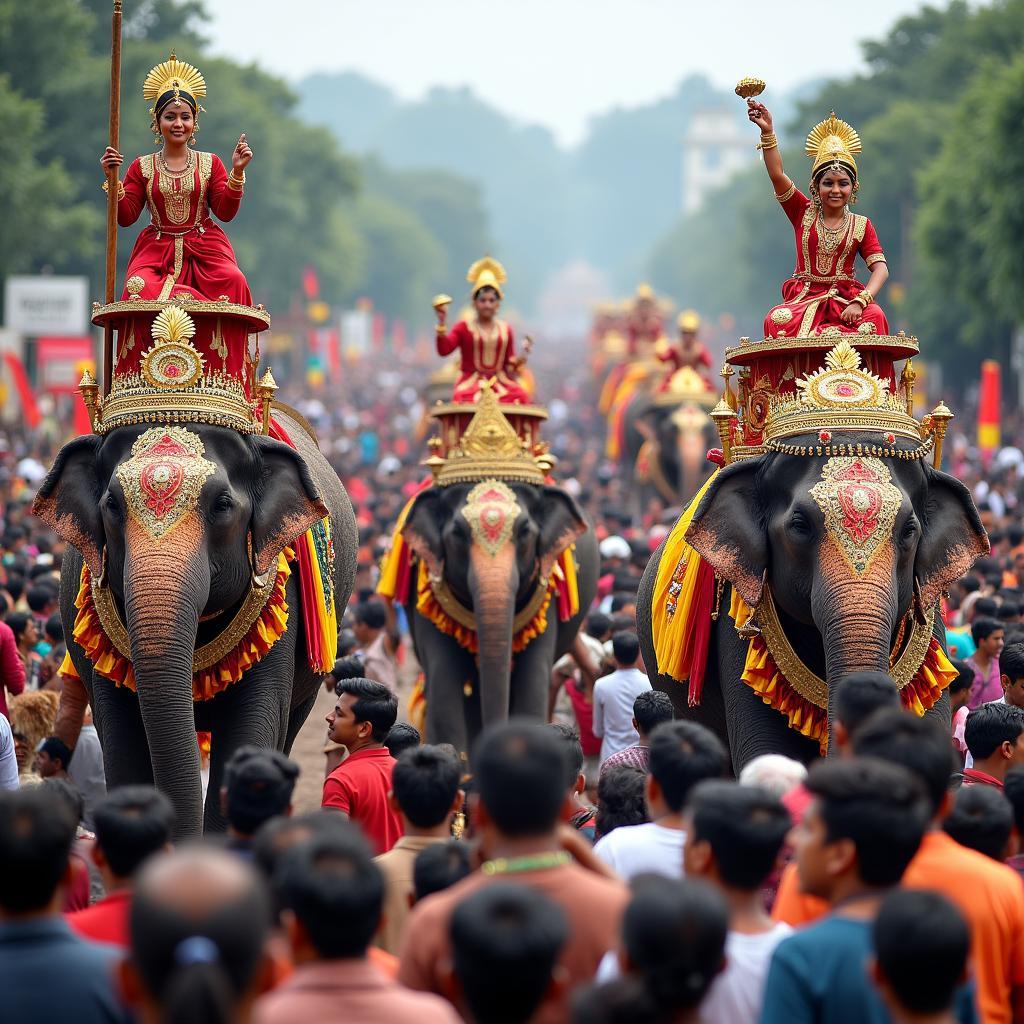 Thrissur Pooram Festival: A vibrant celebration with decorated elephants and traditional music