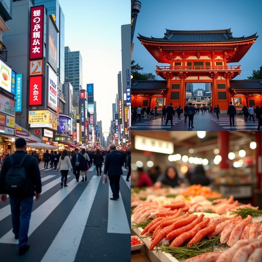 Exploring Tokyo's Highlights: Immerse yourself in the electric energy of Shibuya Crossing, discover the serene beauty of Meiji Jingu Shrine, and indulge in the culinary delights of Tsukiji Fish Market.