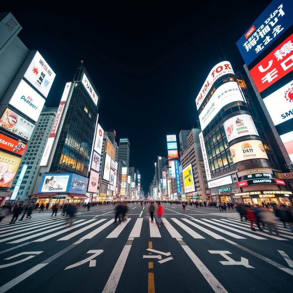 Shibuya Crossing in Tokyo at Night