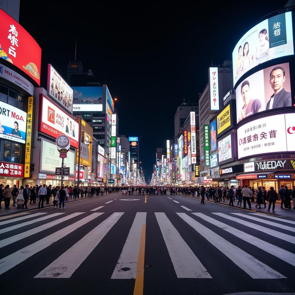 Tokyo Shibuya Crossing at Night