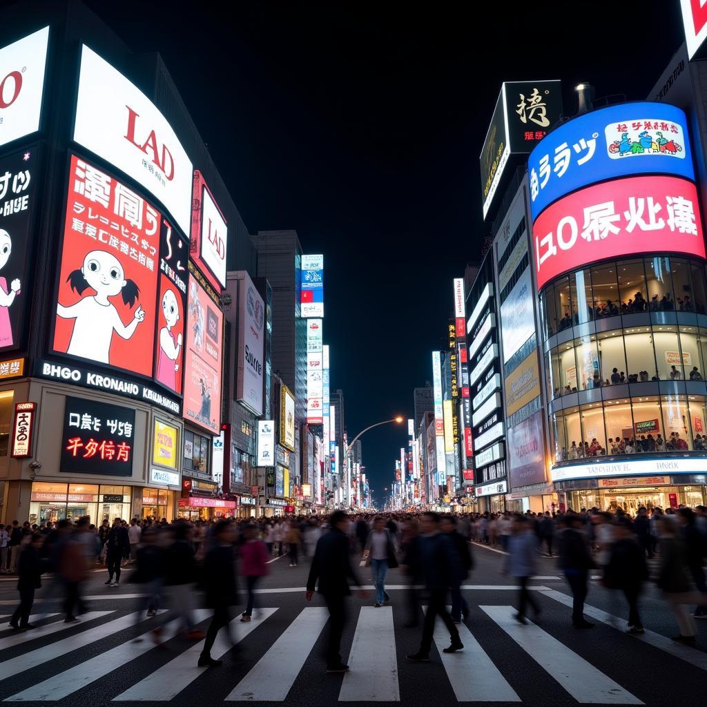 Tokyo Shibuya Crossing at Night