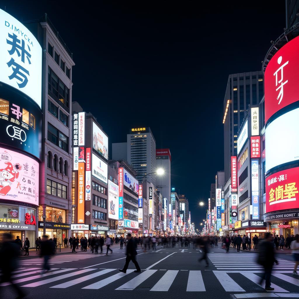 Tokyo Shibuya Crossing at Night: A Vibrant Metropolis