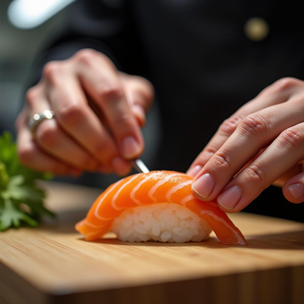 Tokyo Sushi Chef Preparing Nigiri