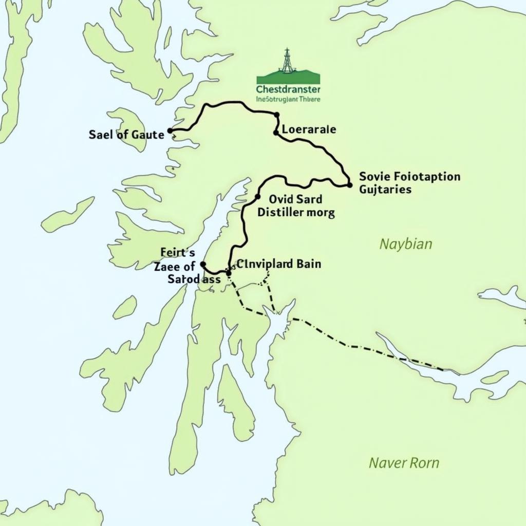 Map of a Typical 2-Day Highland Tour Itinerary from Edinburgh