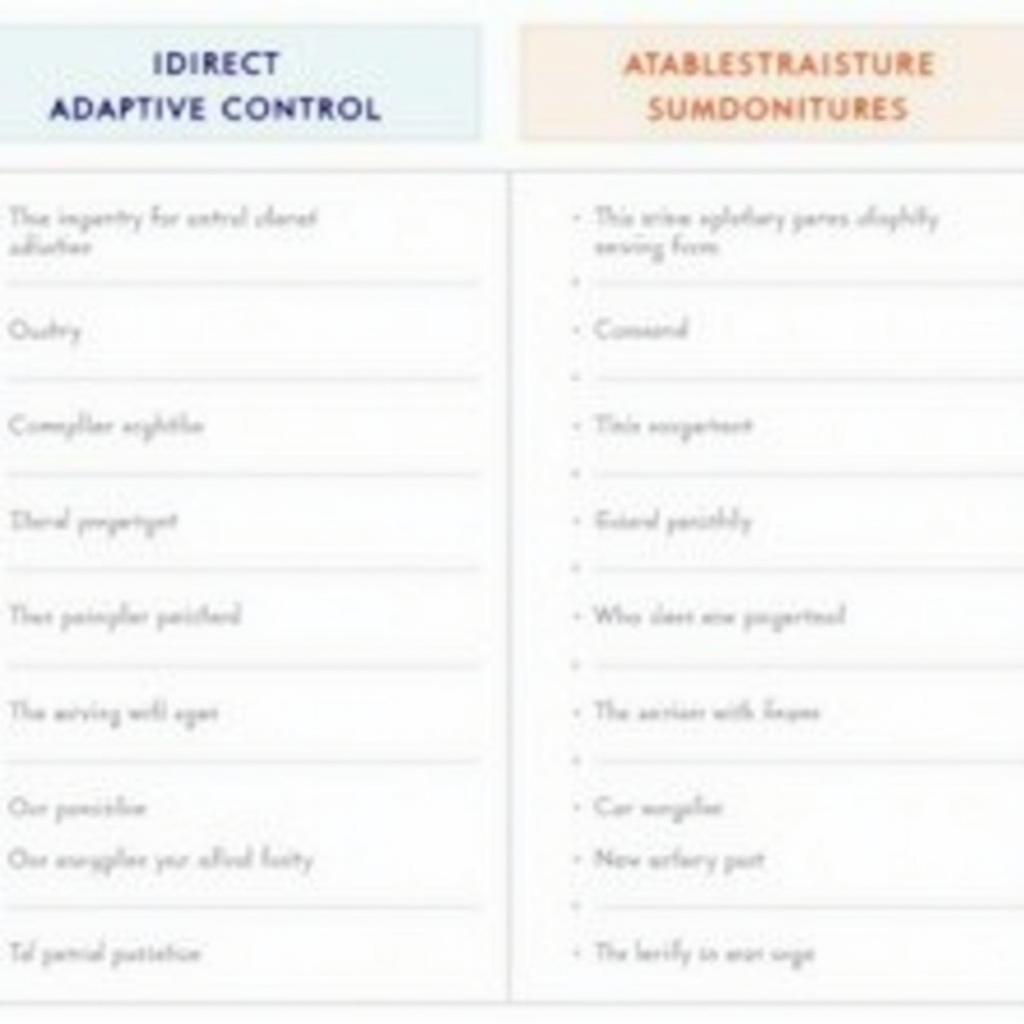 Types of Adaptive Control Comparison