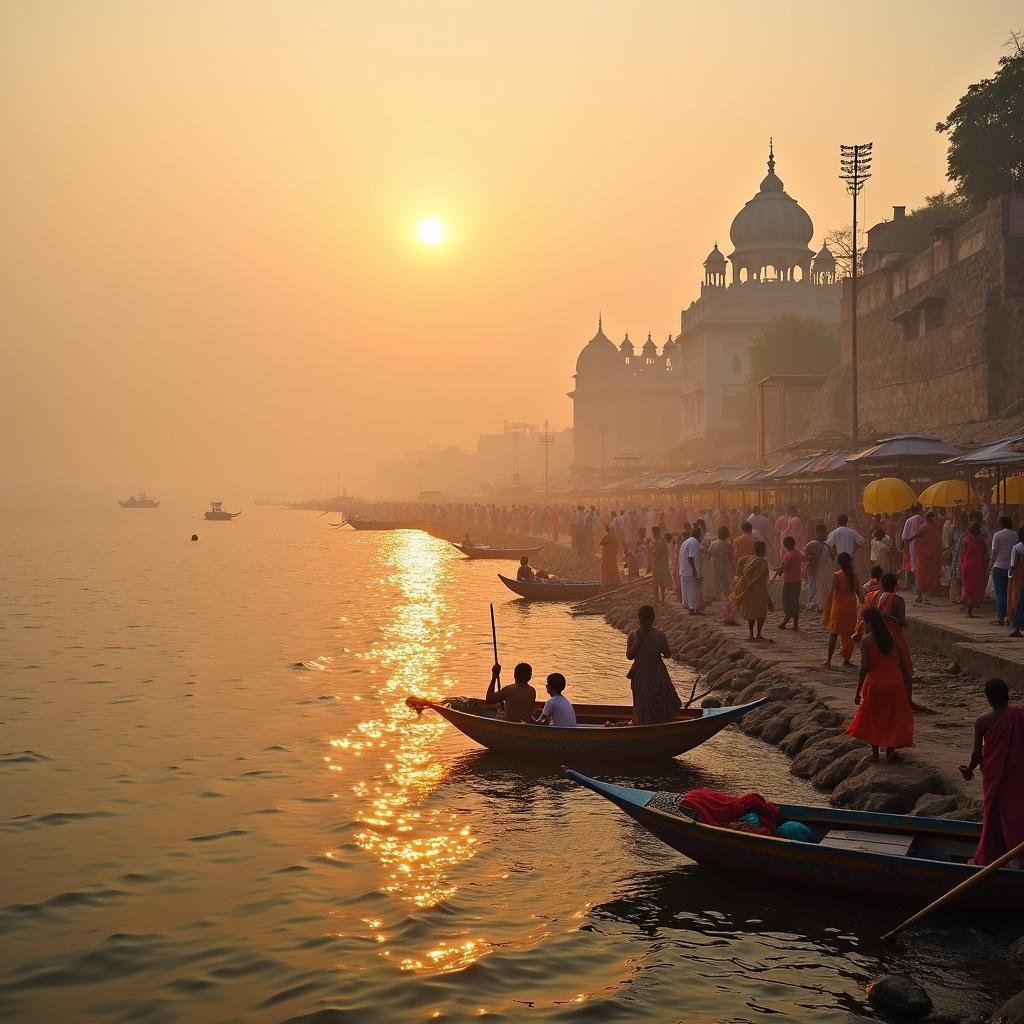 Varanasi Ghats at Sunrise during a tour from Mumbai