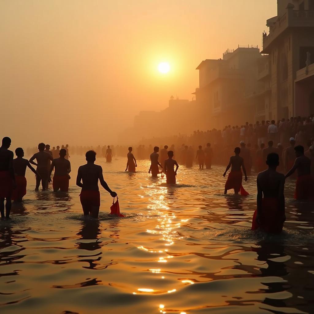 Sunrise rituals on the Varanasi ghats