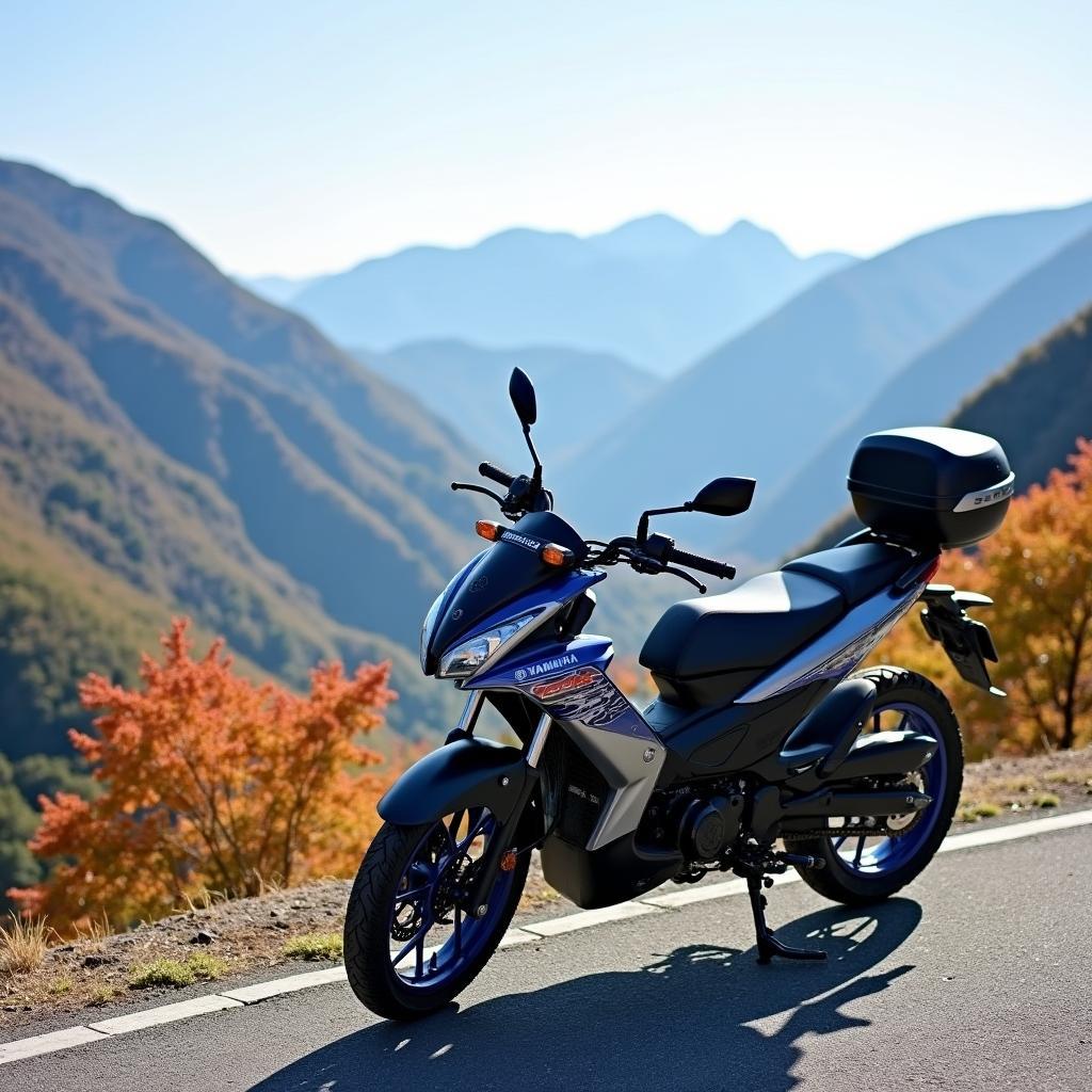 2018 Yamaha 150cc SZ on a scenic mountain road in Japan