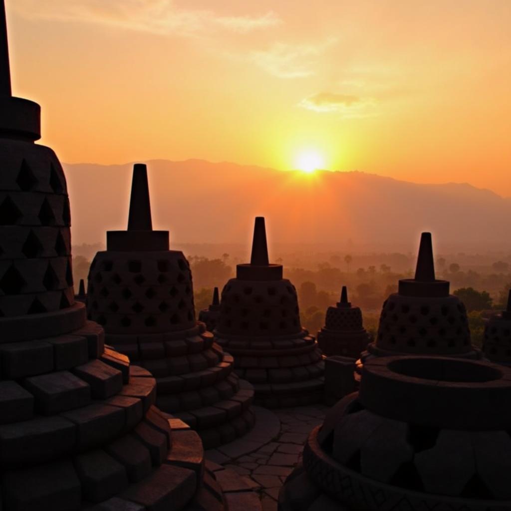 Witnessing sunrise over the majestic Borobudur Temple