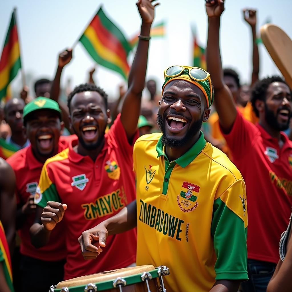 Zimbabwean Cricket Fans Celebrating a Victory