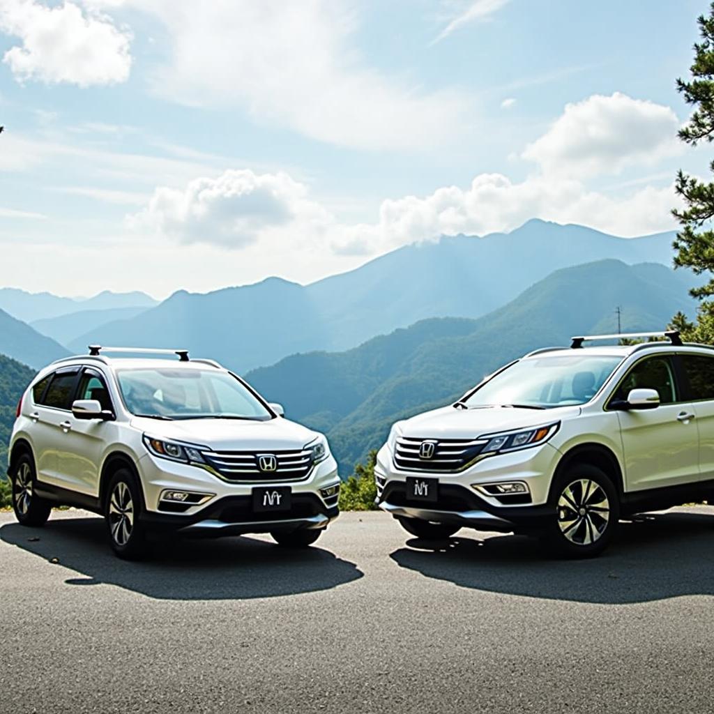 2016 Honda CR-V Models Against a Japanese Landscape