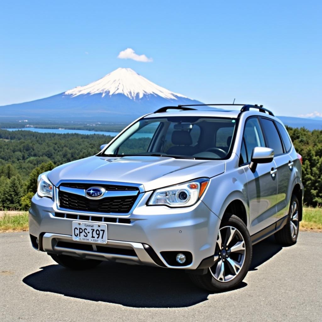 2016 Subaru Forester Touring parked near Mount Fuji with a scenic view in the background