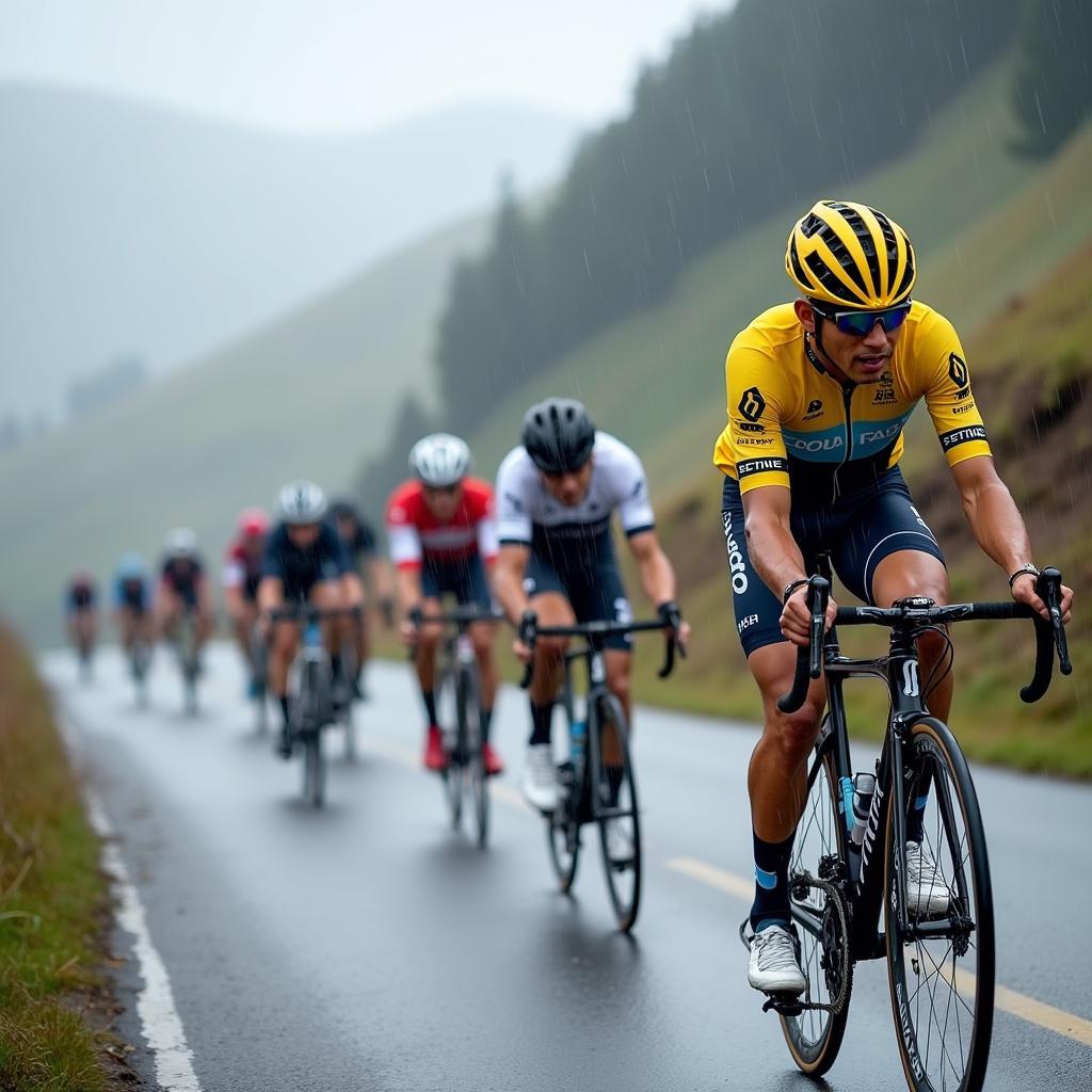 Egan Bernal conquering the Col de l'Iseran during 2019 Tour de France Stage 19.