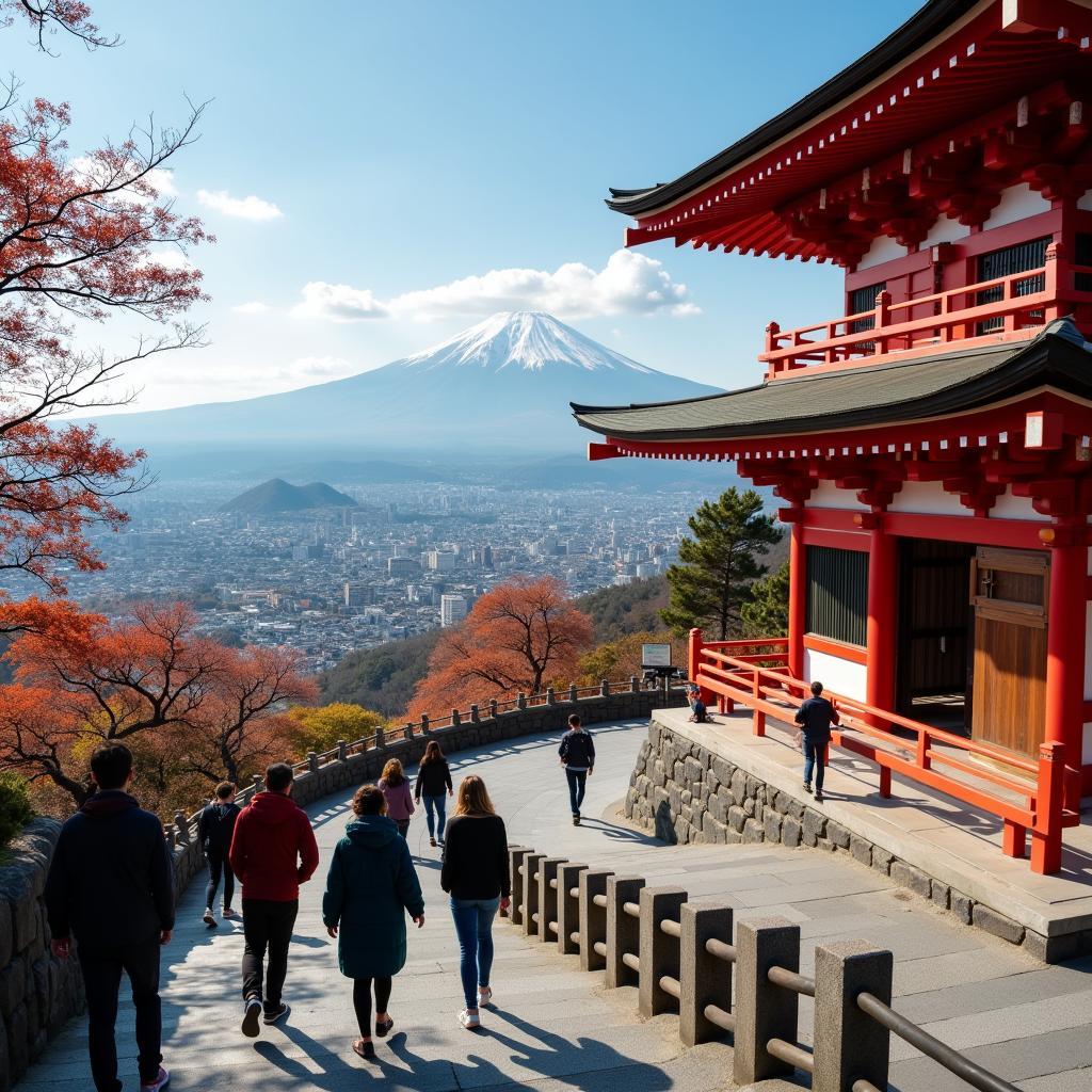 A Perfect Circle Tour group visiting Kiyomizu-dera temple in Kyoto